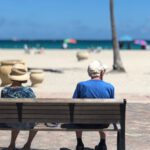 Retirement - Man and Woman Sitting on Brown Wooden Bench